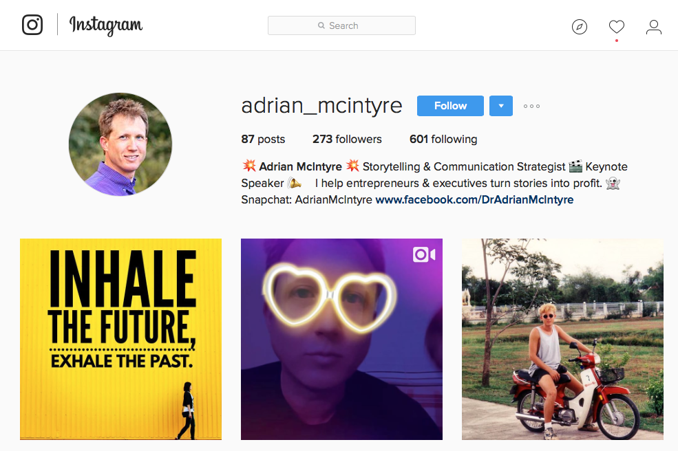 Dr Adrian McIntyre on Instagram